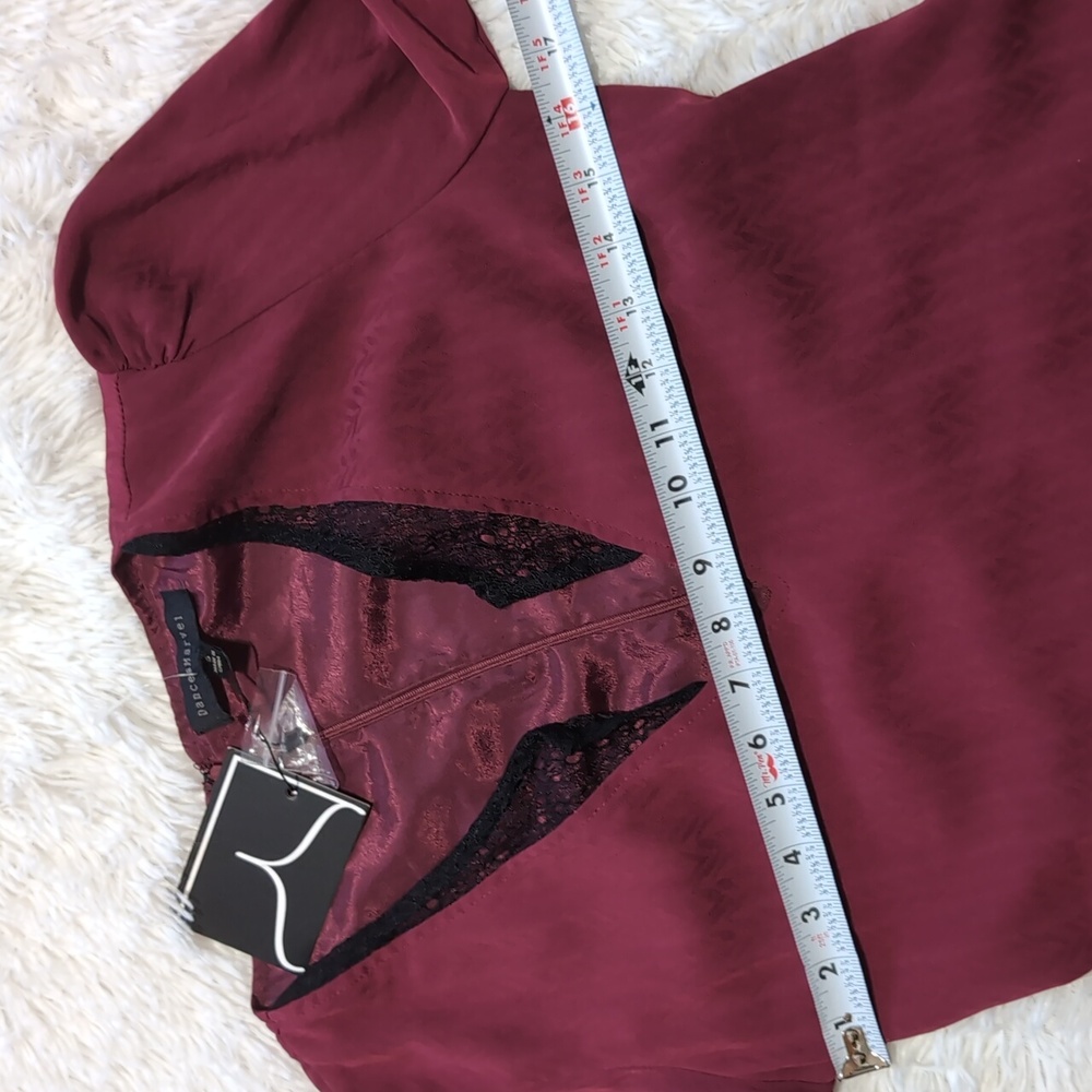 NWT Dance & Marvel Maroon Plunge Neck Vampire Goth Balloon Sleeve Dress Small - Picture 9 of 12